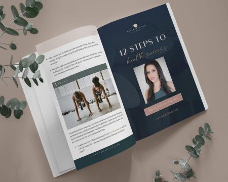 12-steps-guide open magazine featuring Dr. Susan Cucchiara''s 12 steps to health success publication